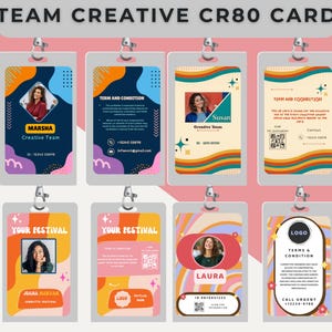 Modelo de cartão de identificação de equipe criativa editável - Canva - Modelo de crachá de equipe - Crachá de empresa - Download instantâneo - Design de crachá de identificação moderno