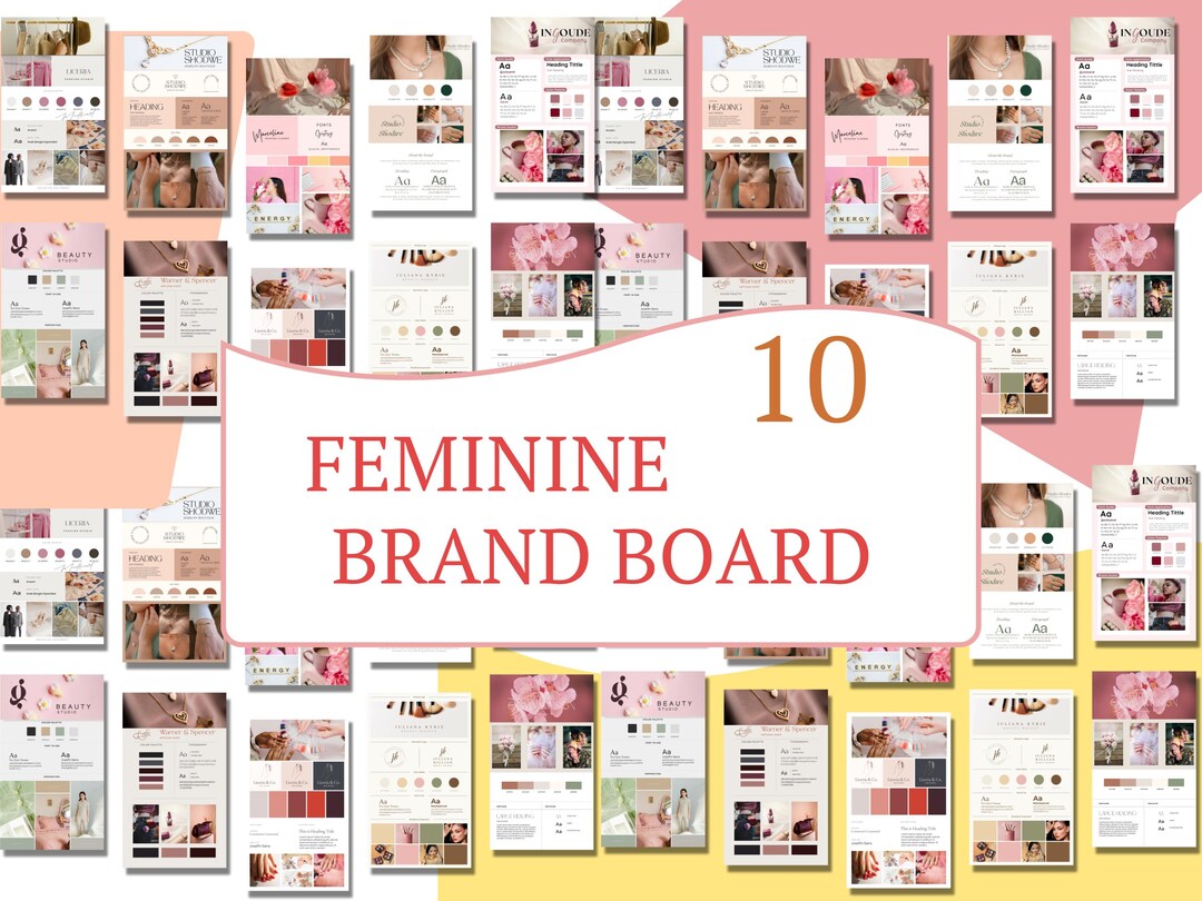 Soft Feminine Brand Board Template | Soft Aesthetic Branding Kit ...