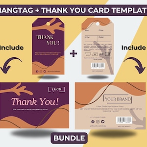 Bundle Editable Thank You Card for Small Business - Canva Template - Printable Digital Download - Minimalist Business Thank You Note