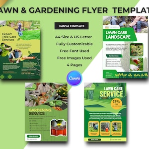 Lawn Care Service Flyer Template | Editable Landscaping Ad | Grass Cutting Service Flyer | Lawn Mowing Editable Template | Canva Design