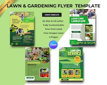 Lawn Care Service Flyer Template | Editable Landscaping Ad | Grass Cutting Service Flyer | Lawn Mowing Editable Template | Canva Design