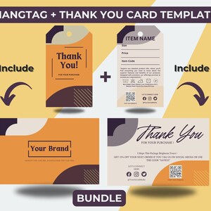 Thank You Card Template | Printable thank you card us |Printable Hang Tag | DIY Product Tag | Custom Hang Tag Template | US Clothing Tag