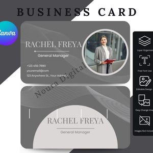 Modelo de cartão de visita profissional para gerente | Design corporativo elegante | Modelo editável do Canva | Cartão de escritório para impressão | Cartão de gerente