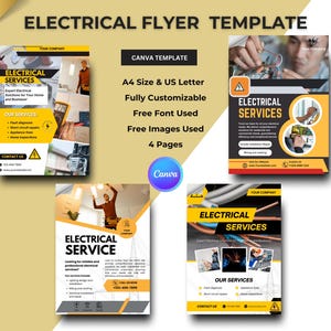 Electrical Service Flyer Template | Editable Canva Design | Electrician Ad | Electrician Flyer Template | Home Electrical Repair Service |