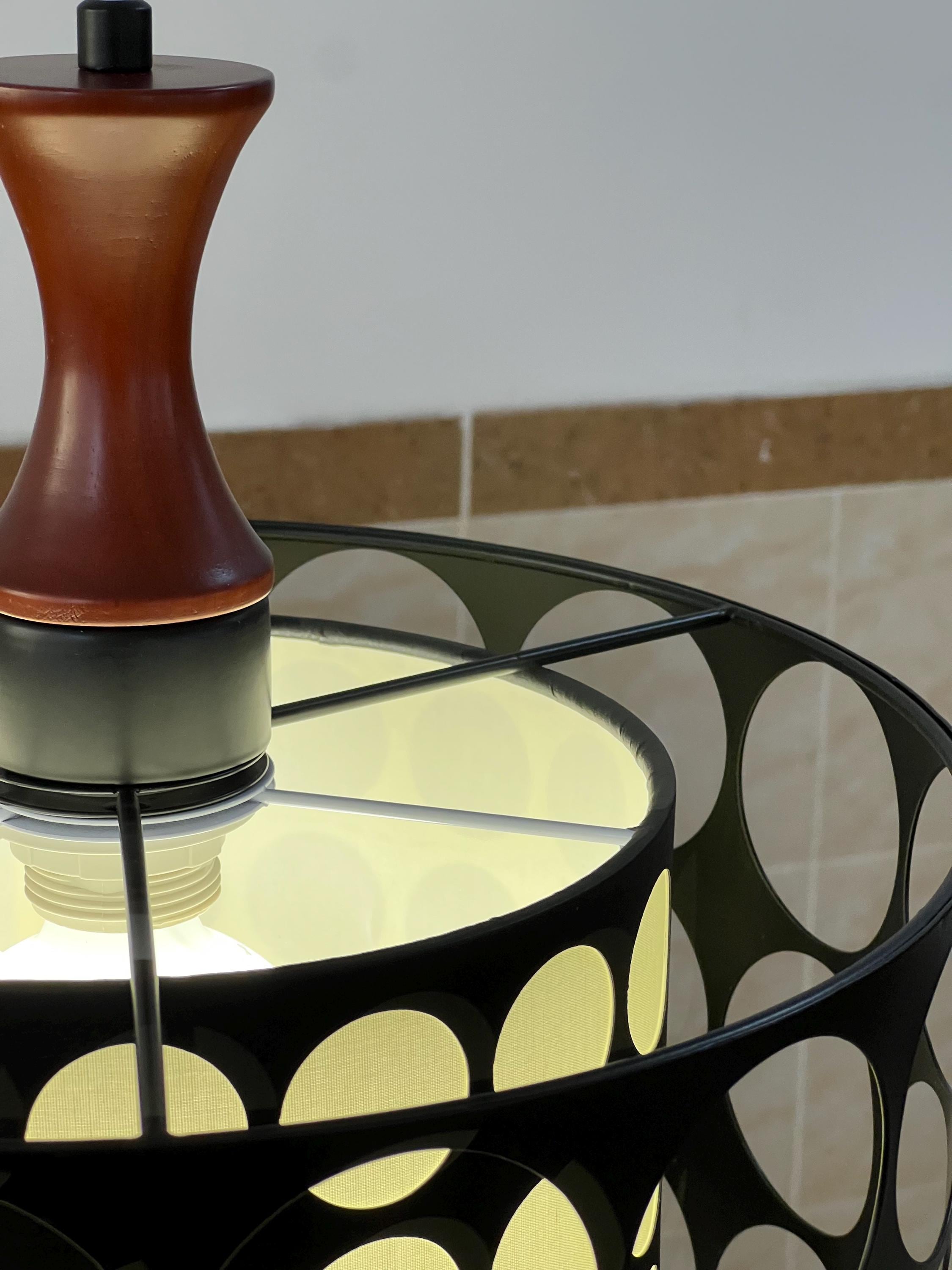 13.7インチの工業用幾何学ペンダントライト、ブラックメタルケージ天井