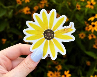 Black-eyed Susan and Crab Spider Sticker - thick, high-quality vinyl, dishwasher tested, scratch and fade resistant, waterproof sticker