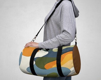 Bolsa de lona con gráficos curvilíneos modernos