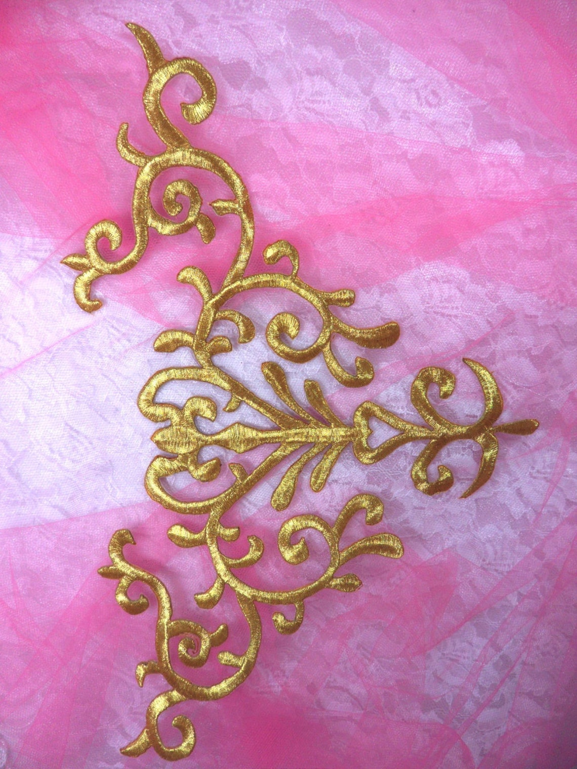 GB275 Gold Embroidered Applique Iron on Patch 10.25 Etsy