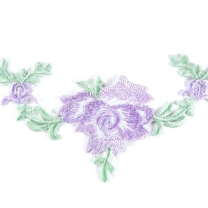 Floral Embroidered Applique Lavander Dance Costume Craft Patch 4.75&quot; GB700