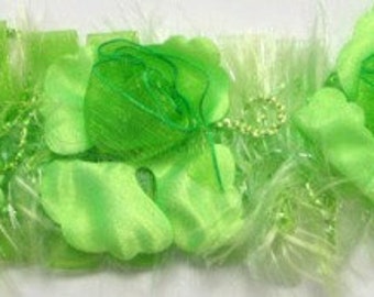 E5665 Lime Green Flower Stretchy Sewing Trim