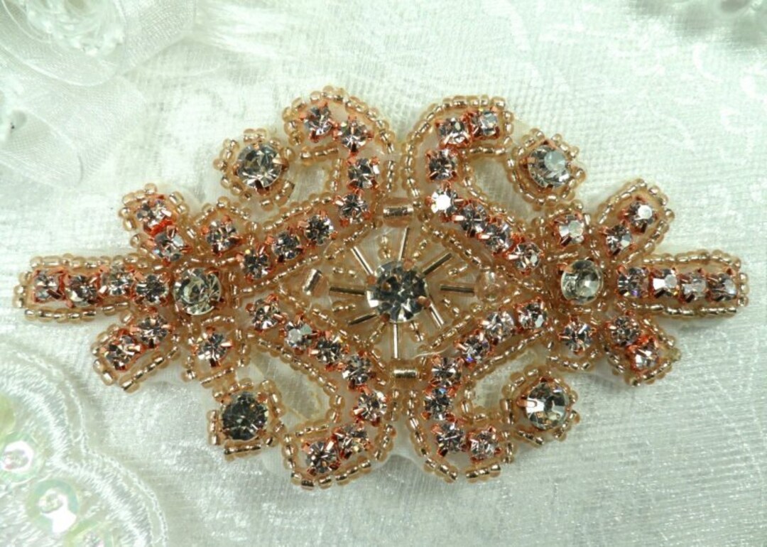 Rose Gold Applique Beaded Crystal Rhinestone 4 xr15rsglcr Etsy