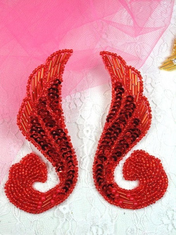 0123 PURPLE MIRROR PAIR SEQUIN BEADED APPLIQUES 4.25