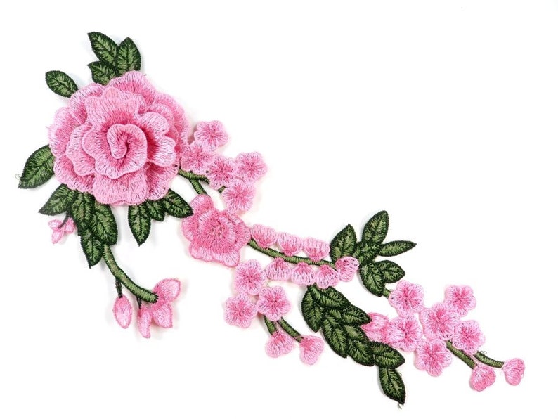 3d embroidered applique light pink rose floral vine sewing  etsy 3d embroidered applique light pink rose floral vine sewing  etsy