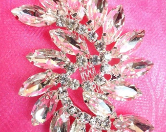 ACT/XR196 Marquise Swirl Crystal Rhinestone Glass Applique Embellishment 2.75" (ACT/XR196-slcr)