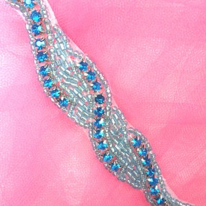 XR129 Türkis Strass Perlen Applikation 4.75&quot;(XR129-tr)