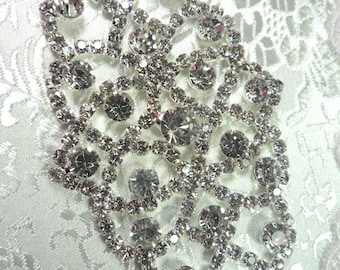 N15 Bridal Crystal Rhinestone Sash Applique Metal Back Embellishment 3.5" (N15-slcr)