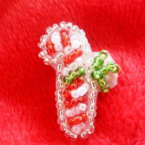 SALE Christmas Candy Cane Sequin Beaded Appliques  1 1/8&quot; (JB248)