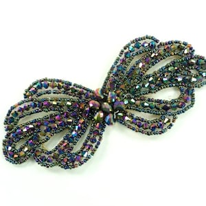 Parche de pavo real con cuentas de vidrio, diseño de costura para disfraz, 5" JB213