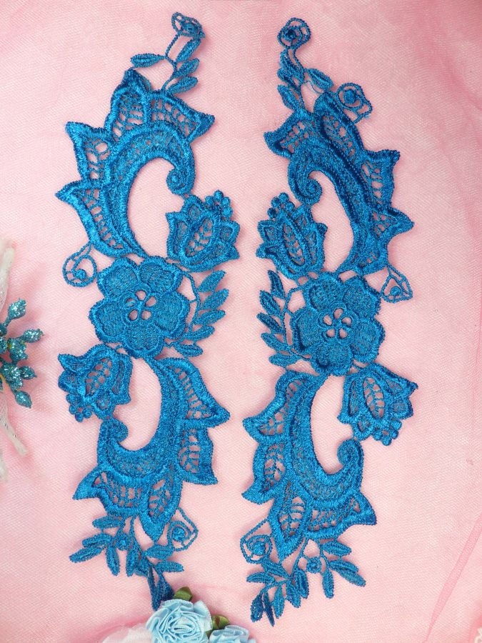Embroidered Lace Appliques Turquoise Floral Venice Lace Mirror - Etsy