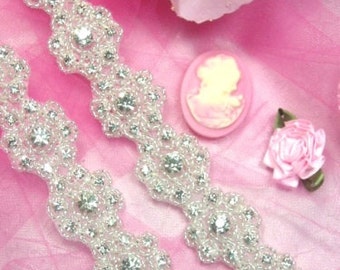0478 Starlight Floral Crystal Clear Rhinestone Beaded Trim (0478-slcr)
