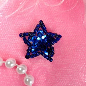 JB70 Blue Star Applique 1&quot; Sequin Beaded Patch One Inch (JB70-bl)