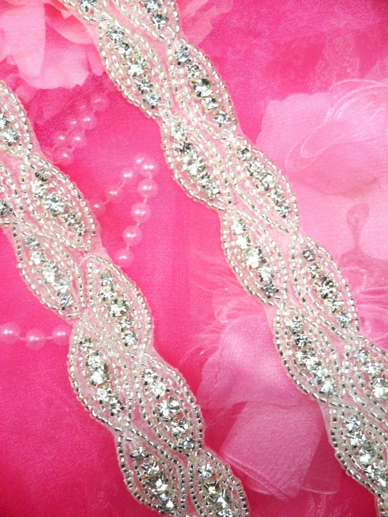 XR180-slcr XR180 Crystal Clear Rhinestone Trim Silver Beaded 1