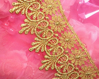 C137 Elegant Metallic Gold Victorian Venice Lace Trim  2.75&quot; (C137-gl)