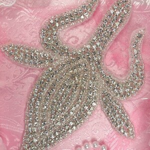 JB104 Crystal Rhinestone Applique Silver Beaded 7&quot; (JB104-slcr)