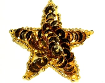 JB71 Aplique de estrela dourada com lantejoulas e miçangas de 1,5" (JB71-gl)