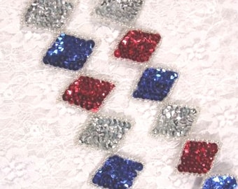 0271 Patriotic Diamond Sequin Beaded Sewing Trim 1.5"  (0271-pat)