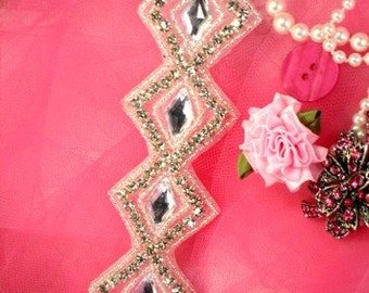 XR54 Crystal Clear Diamond Rhinestone Beaded Trim