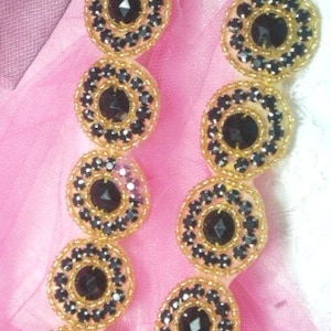 0379 Schwarz Gold Runde Juwel Strass Perlenbesatz 1,25 "( Verwenden für Nähen und Handwerk )