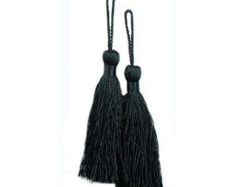 E5524  Set of Two Black Tassels 3.75" (E5524-bk)