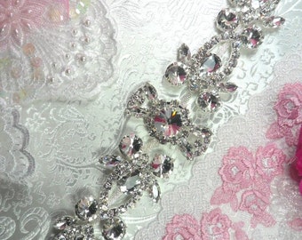 N14 Silver Crystal Clear Rhinestone Applique Embellishment 10" (N14-slcr)