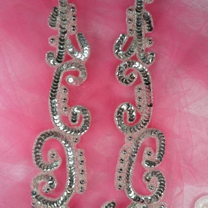 0509 appliques spiegel paar Sequin zilver kralen Patch motieven DIY kostuums (0509 X-sl)