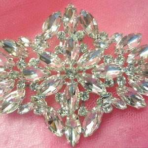 XR263 Crystal Rhinestone Applique Embellishment Silver Settings 3.5&quot; (XR263-slcr)