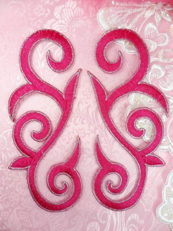 Various Colours Left /& Right Scroll Design Iron On Applique x 1 pair