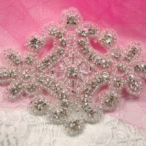 Alexis Glory Crystal Glass Rhinestone / Silver Beaded Applique XR5 image 1