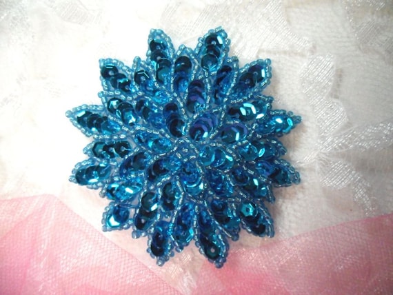 Red Sequin Applique Floral Beaded Iron on Patch Sewing Crafts DIY 3/" XR364