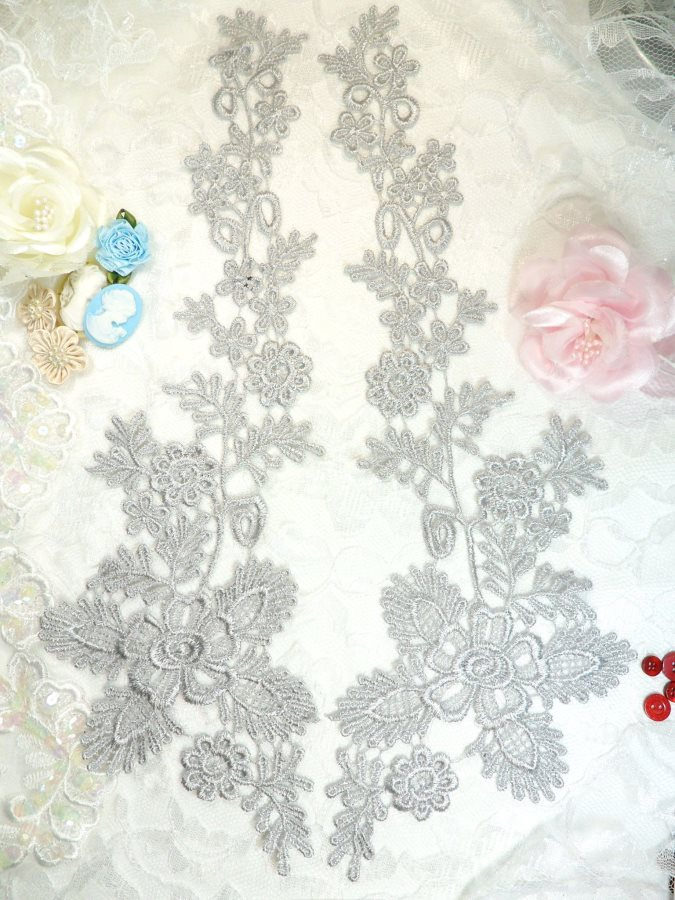 Sequined Floral Vine Embroidered Lace with Sheer Textured Base and Shimmer Finish