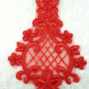 GB325 Embroidered Venise Lace Red Floral Applique  (GB325-rd)