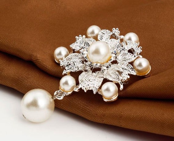 GB80 Bridal Sash Rhinestone Brooch Pin Silver Crystal Glass Accessory DIY