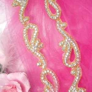 0473 Gold Beaded Clear Genuine Rhinestone Trim (0473-glcr)
