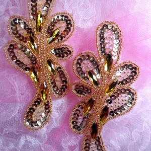 JB120 Appliques Gold Mirror Pair Pailletten kralen w / Juwelen Patch Motieven DIY Kostuums (JB120X-gl)