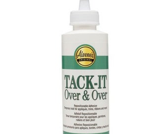 Aleene's "Tack-It Over & Over" Fabric Glue Repostionable Temporary Remove and Apply Appliques Numerous times 4 Oz.