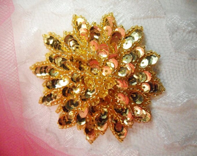 Gold Sequin Applique Floral Beaded Iron on Patch Snowflake Etsy