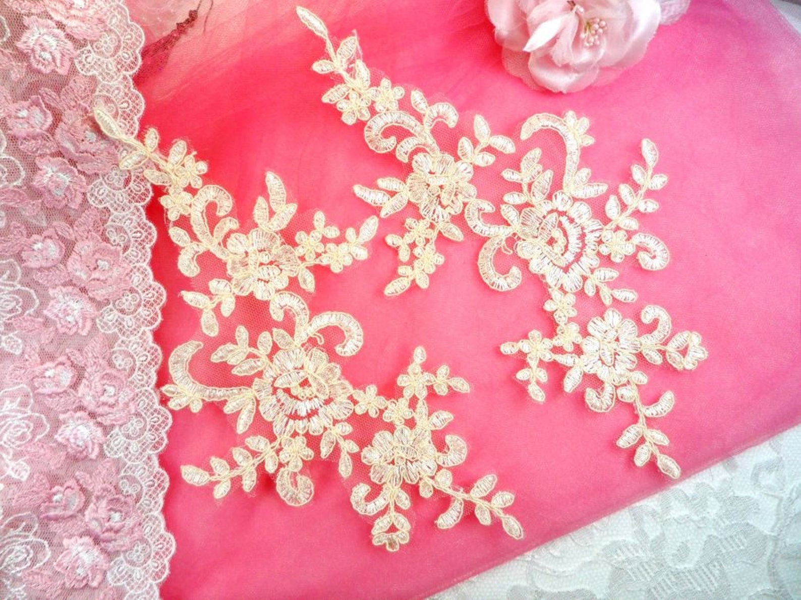 Ivory Embroidered Lace Violetta main image 0