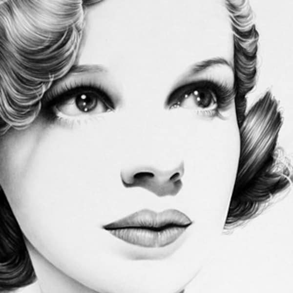 Judy Garland Bleistift Zeichnung Fine Art Portrait Signierter Druck
