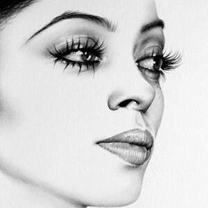 Dibujo a lápiz de Diana Ross, retrato artístico firmado