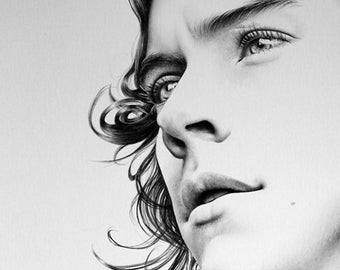 Harry Styles Fine Art Pencil Drawing Portrait  Signed Print